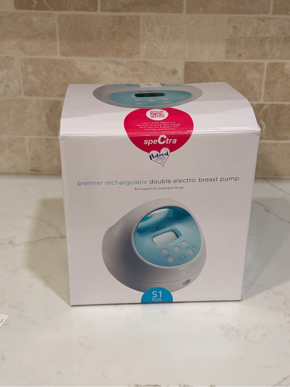 Spectra S1 Plus Rechargeable Double Electric Breast Pump - White/Light Blue